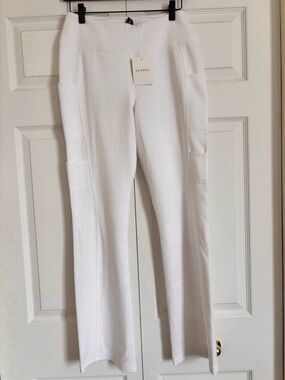Jaanuu White Stretch Flare Medical Scrub Pants